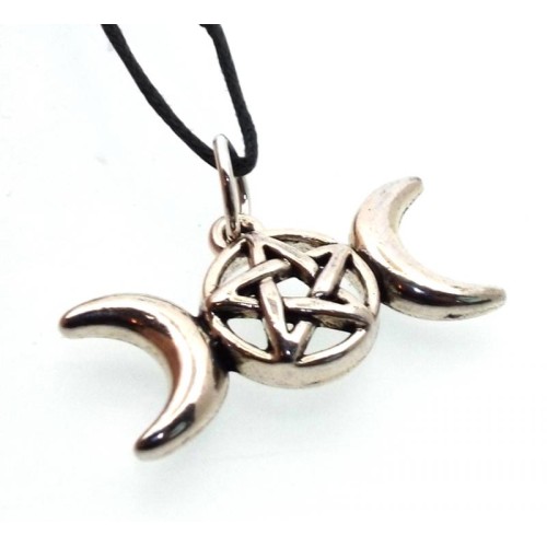 Metal Pentacle and Triple Moon Pendant